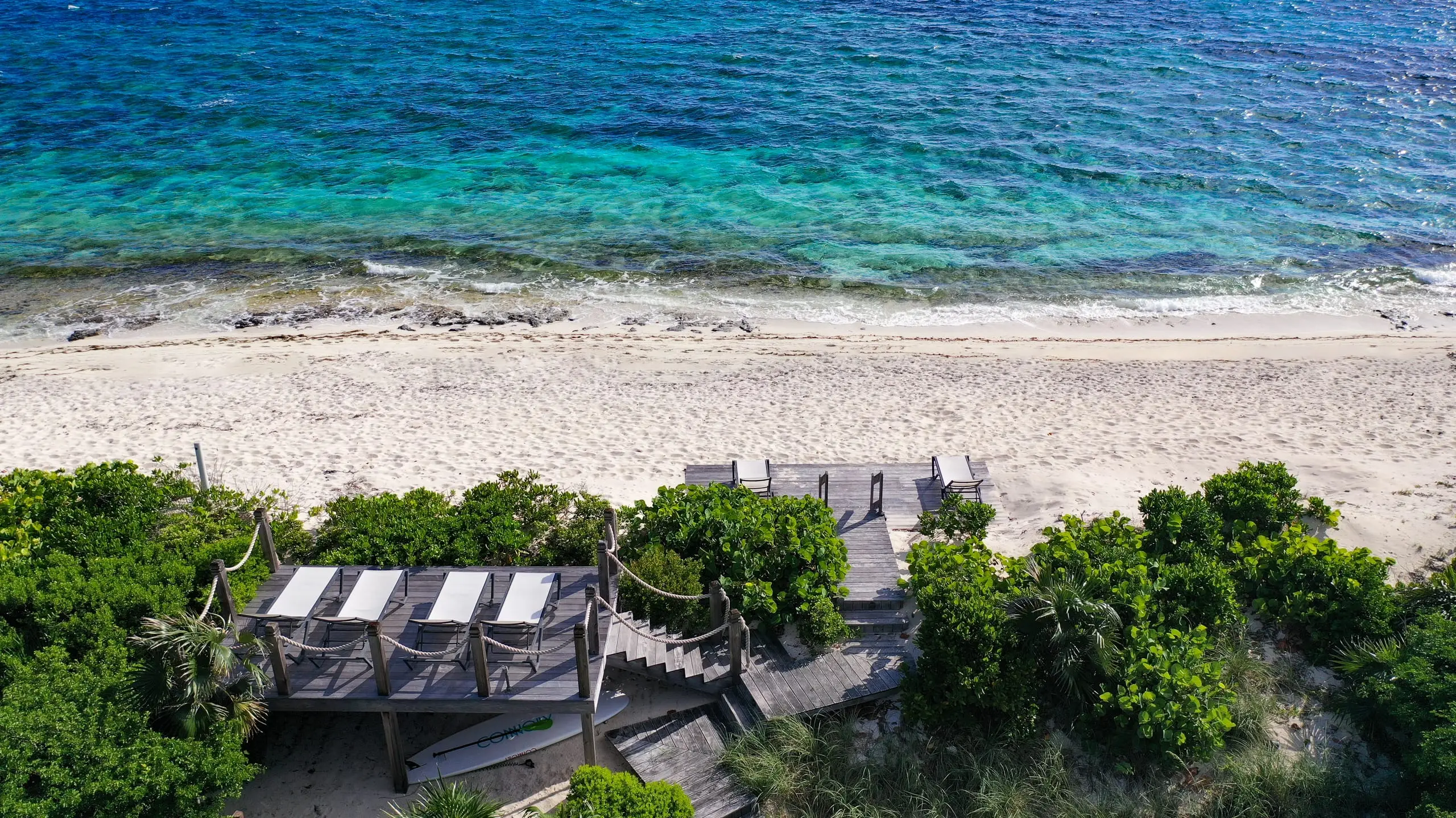 The beach decks from above