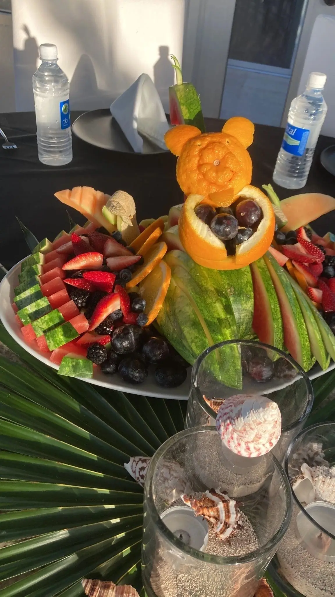 A carved fruit display