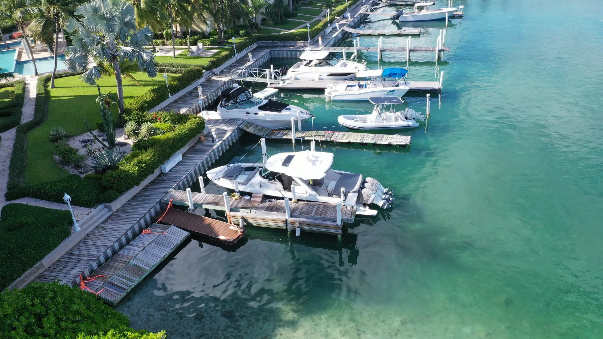 Turtle Cove Marina, a five-minute walk away
