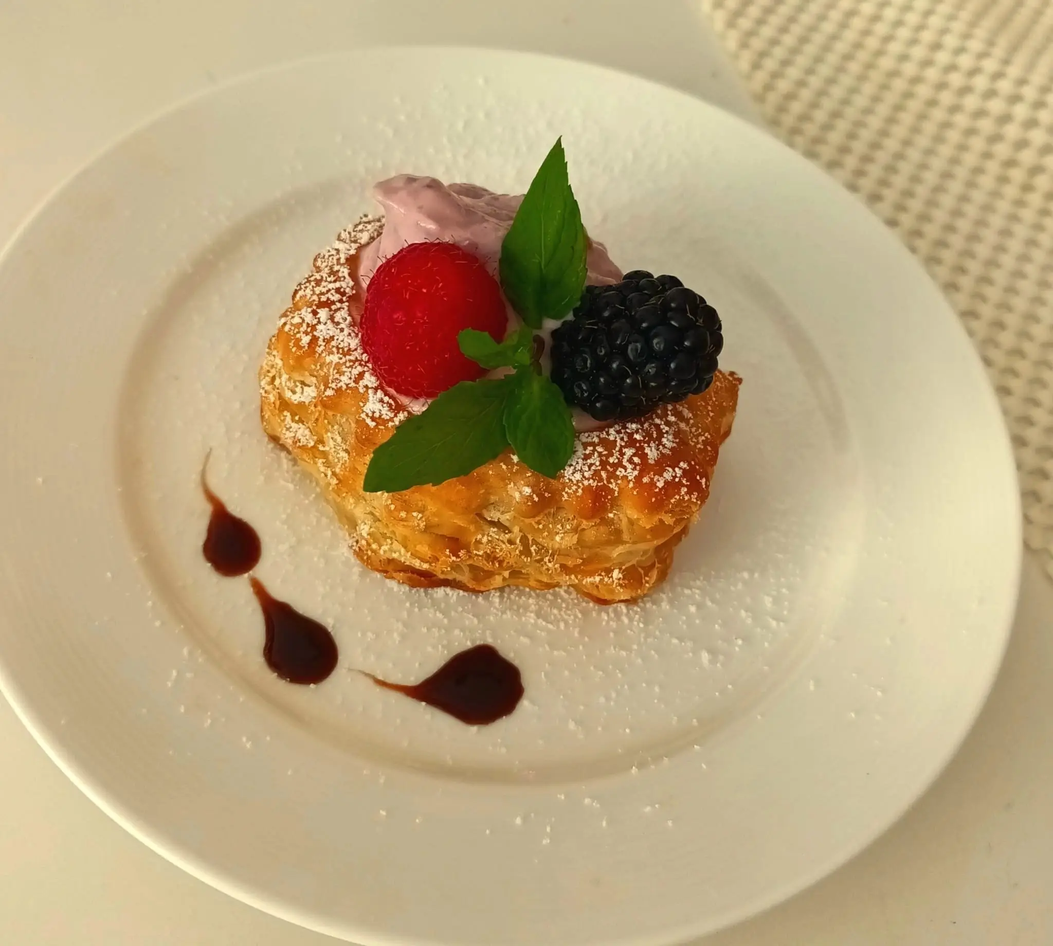 A pastry dessert with berries