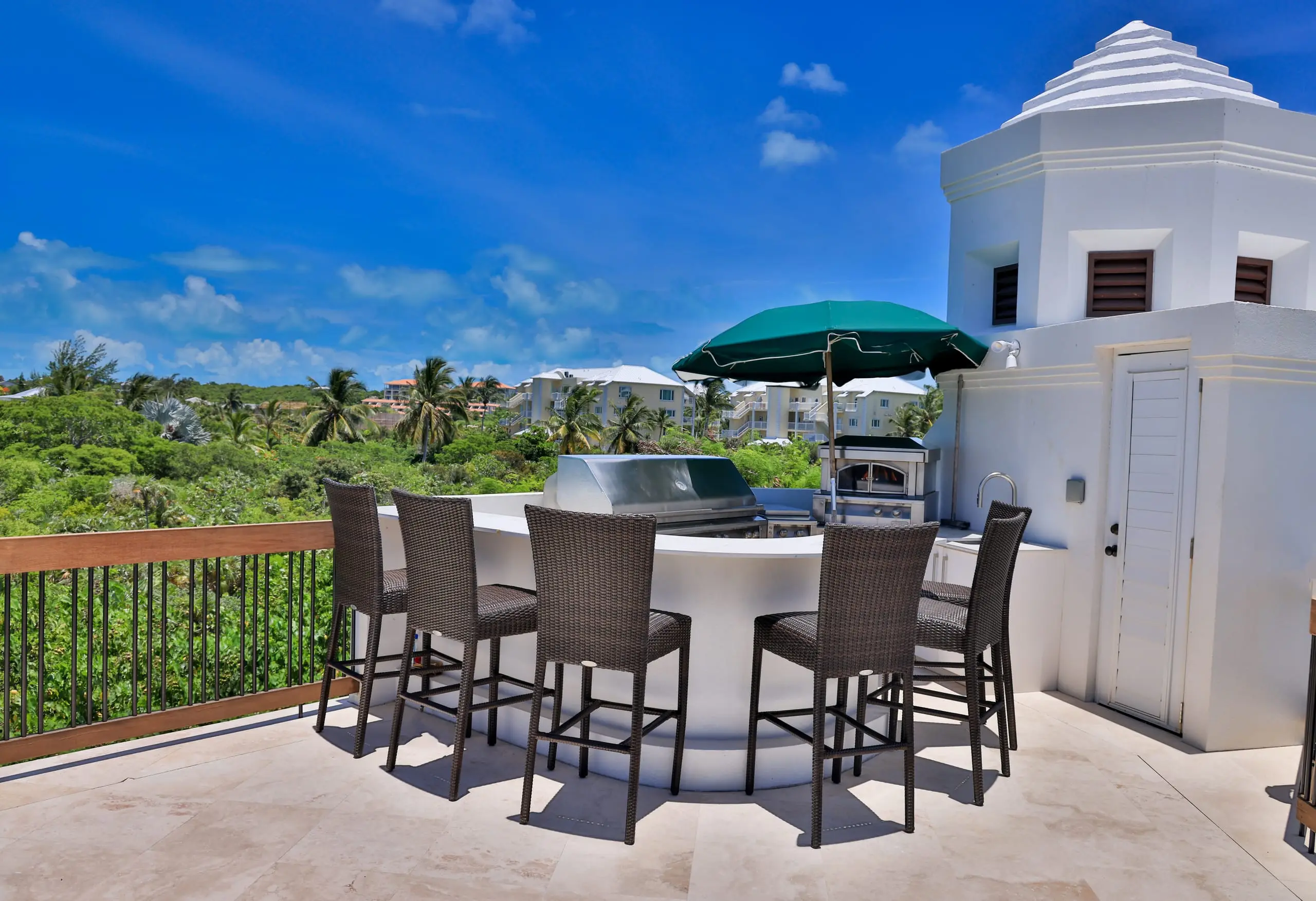 The roof-terrace grill and pizza oven