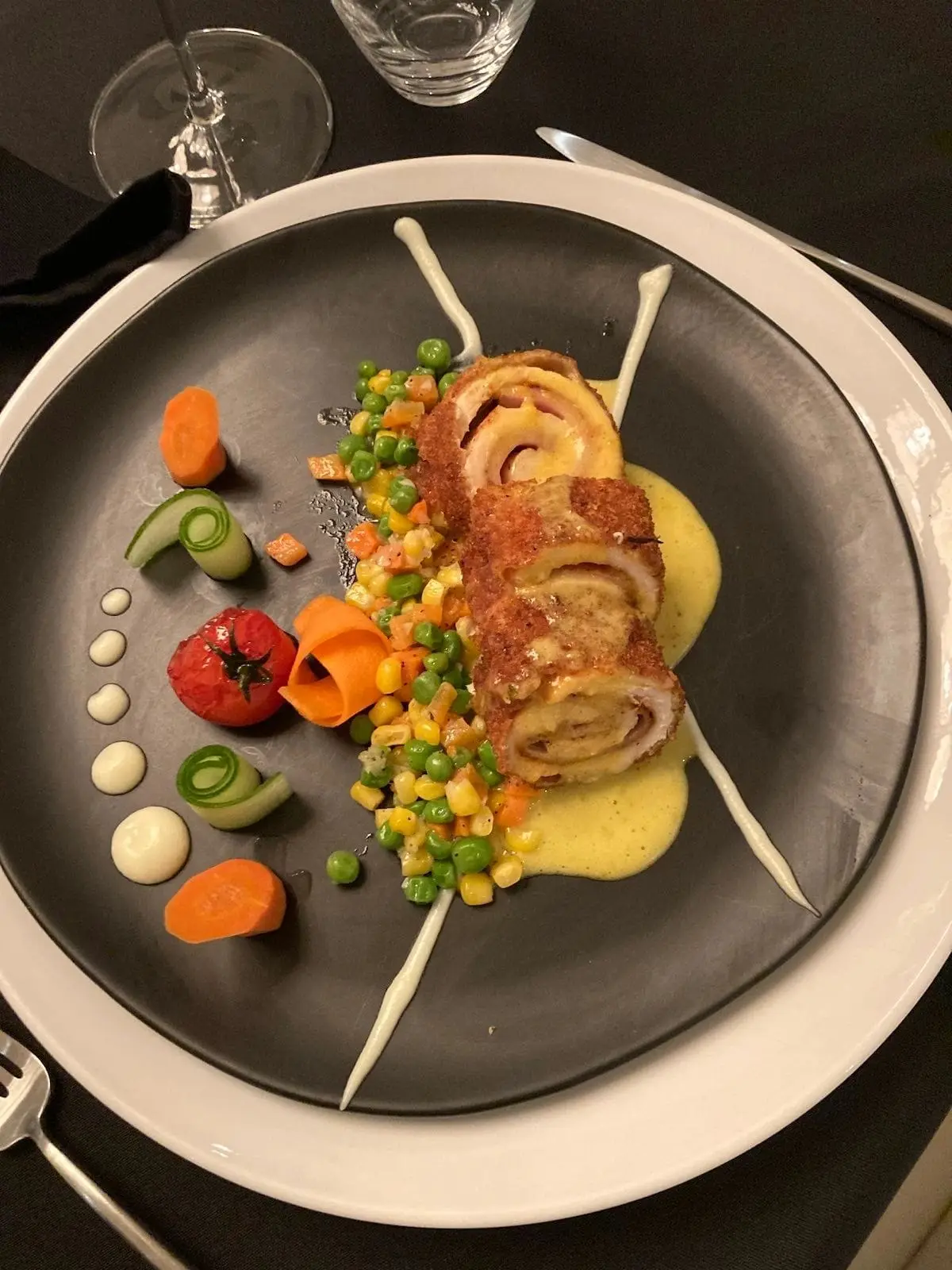 A roulade with garden vegetables